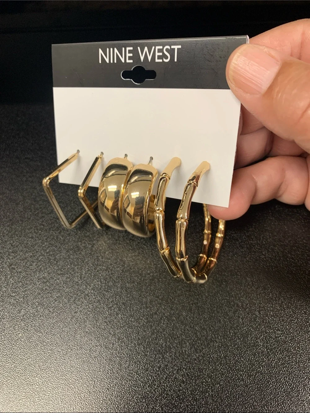 Nine West Gold Hoop Earring Set - Mixed Textures